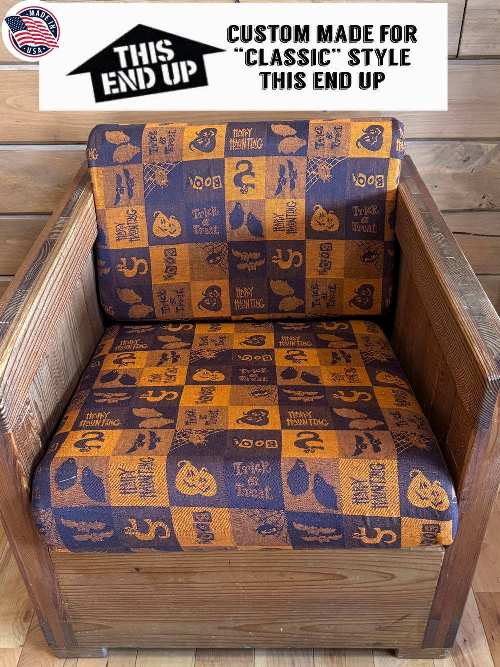 🎃  “This End Up Classic” Style Chair Halloween Slipcover Custom Made - ONE LEFT!